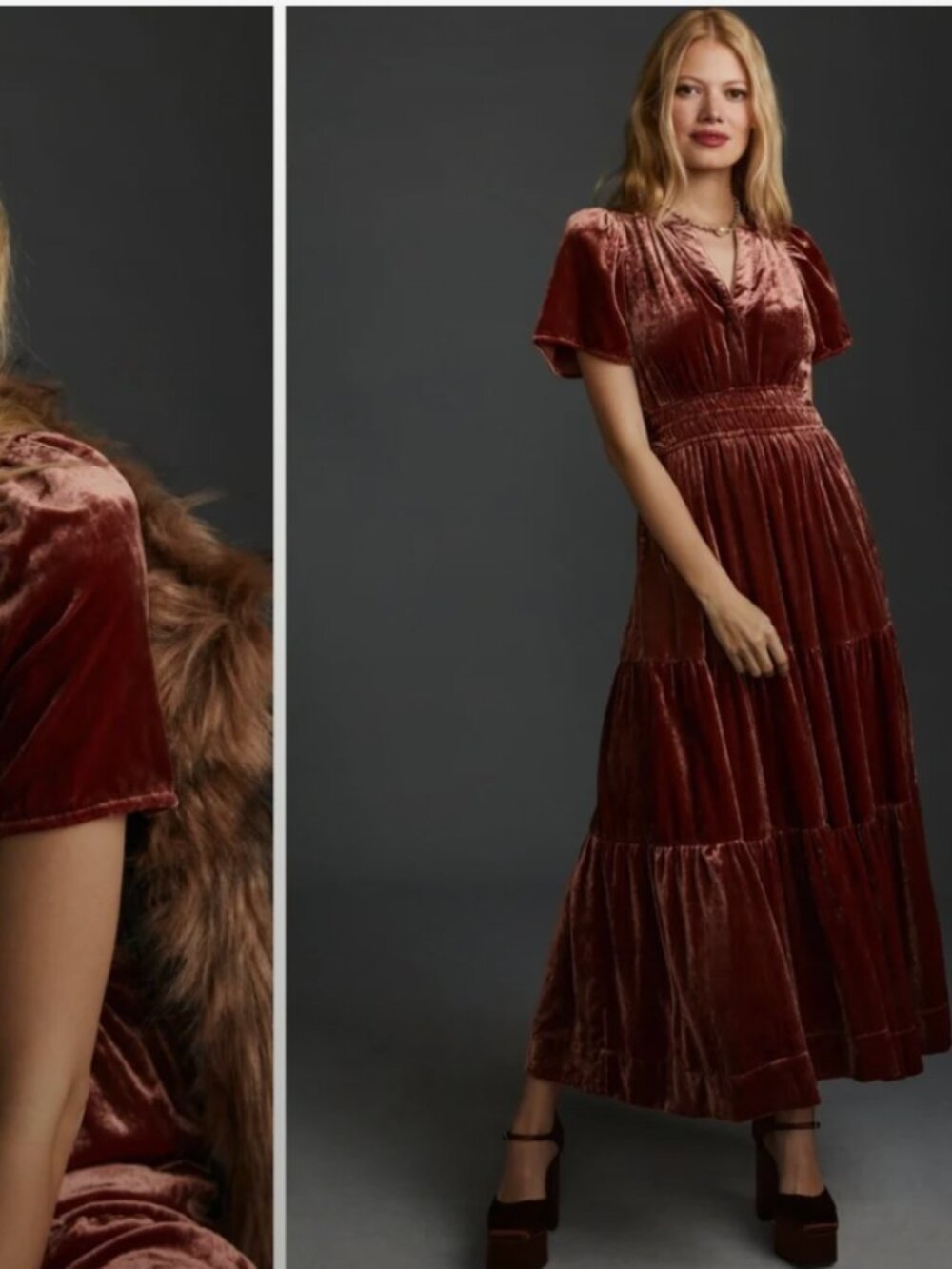 Anthropologie The Somerset Maxi Dress Velvet Edition Raspberry Size XSP